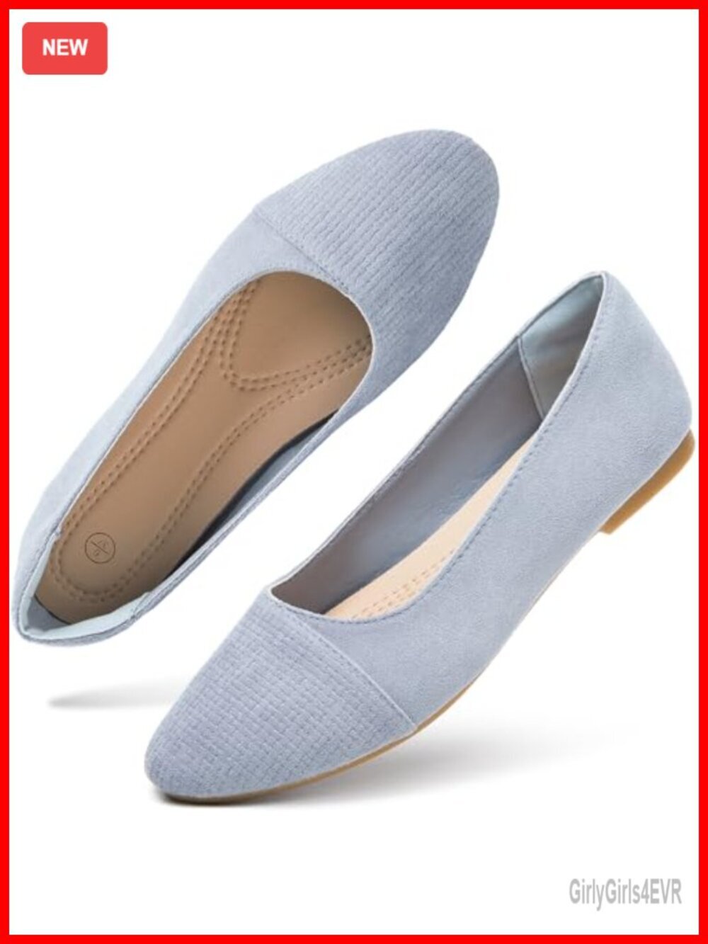 Classic Round Toe Ballet Flats with Memory Foam Insole - Lightweight Slip On